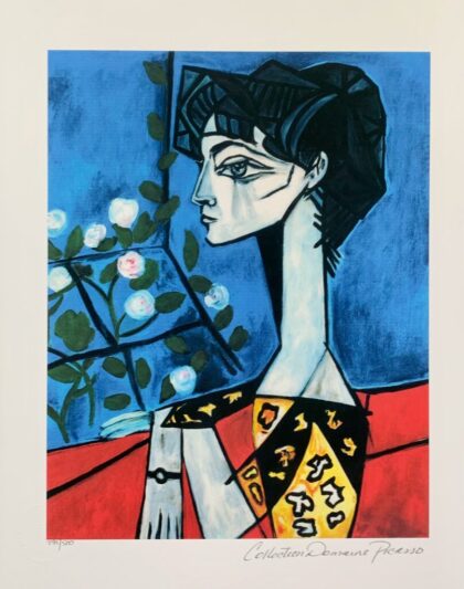 #09 PORTRAIT OF JACQUELINE ROQUE WITH FLOWERS Pablo Picasso Estate Signed Giclee