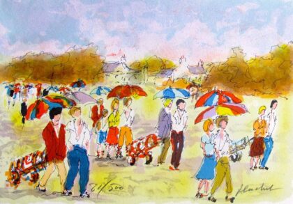 Urbain Huchet GOLF LES PARPLUIES Hand Signed Limited Edition Lithograph