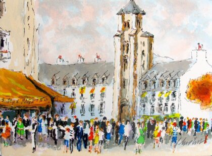 Urbain Huchet ST GERMAIN DE PRES Hand Signed Limited Edition Lithograph