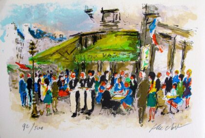 Urbain Huchet LES DEUX MAGOTS Hand Signed Limited Edition Lithograph