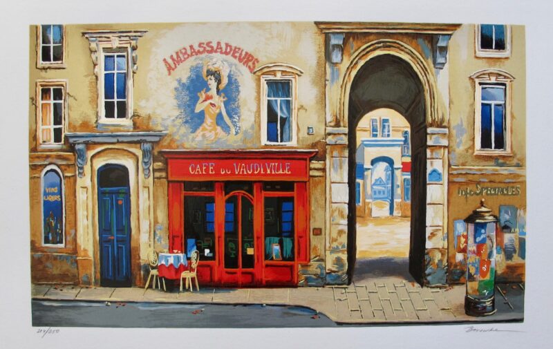 Alexander Borewko CAFE DU VAUDEVILLE Hand Signed Limited Edition Serigraph