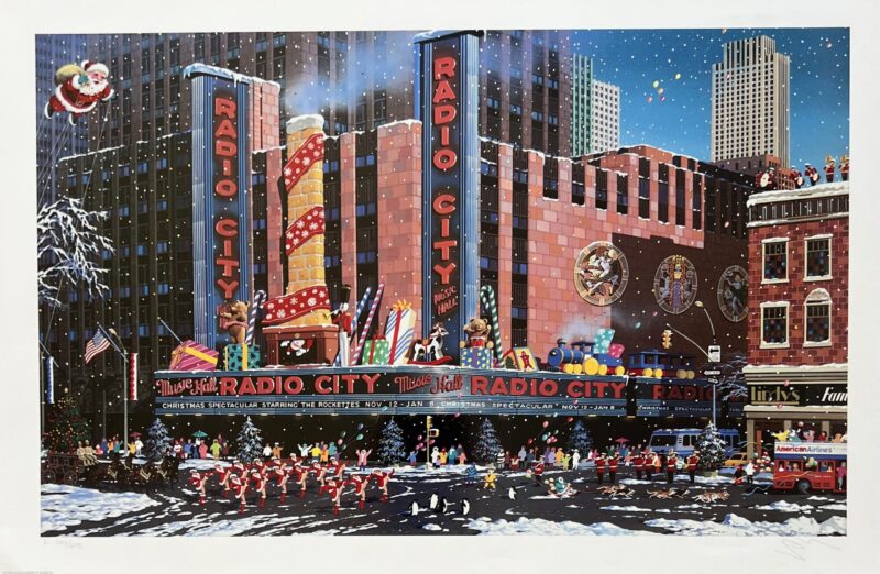 Alexander Chen SANTA COMES TO N.Y. Hand Signed Serigraph RADIO CITY MUSIC HALL