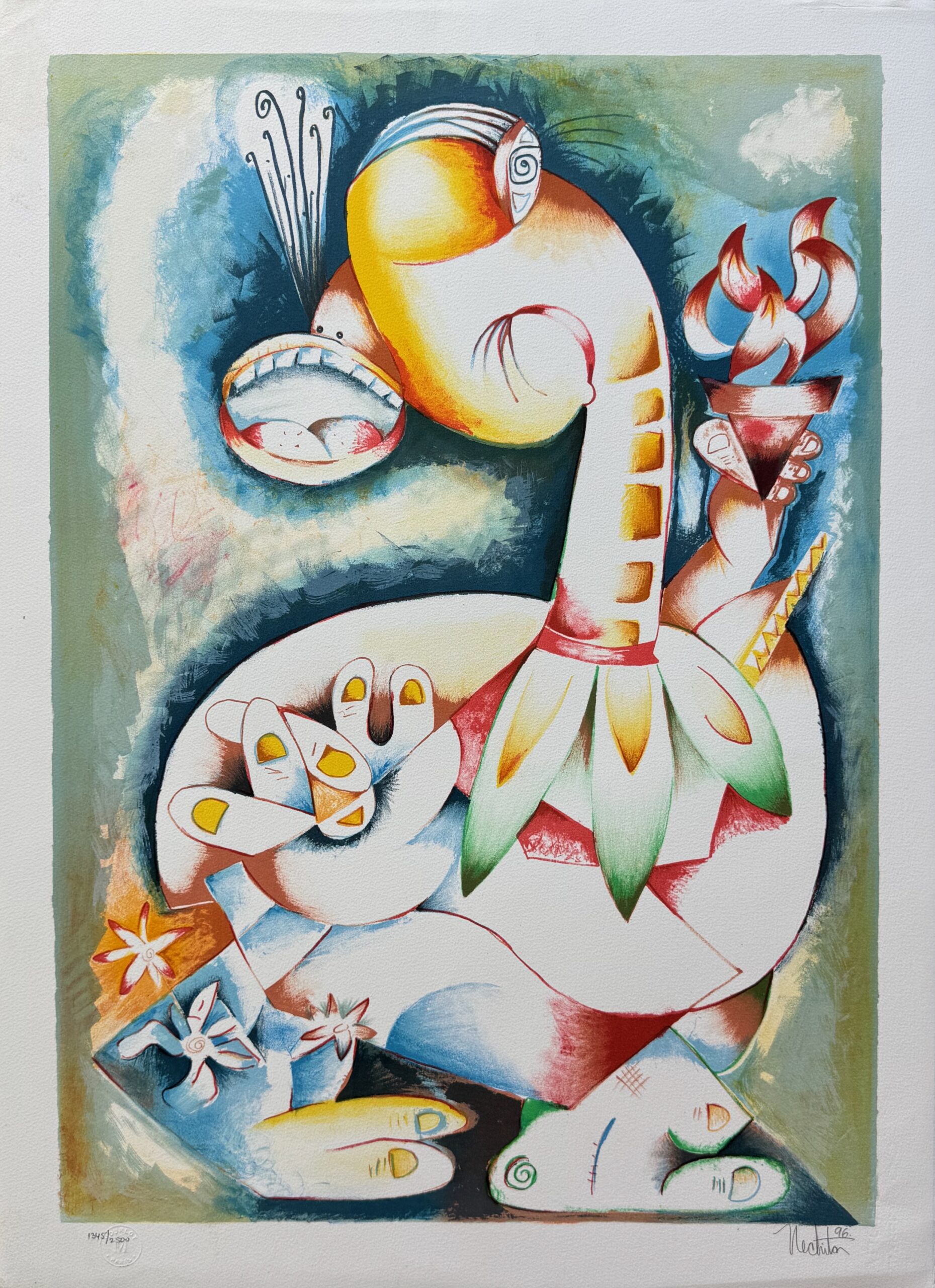 Alexandra Nechita MY TORCH SHALL GUIDE ME Hand Signed Limited Edition Lithograph