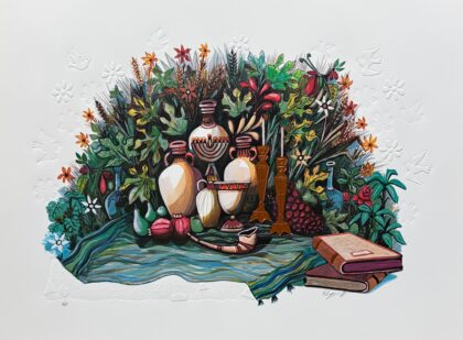 Amram Ebgi SHABBAT SHALOM Hand Signed Limited Edition Gold Foil Lithograph