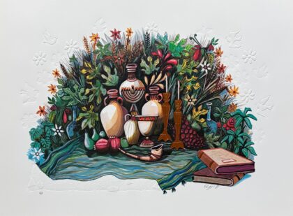 Amram Ebgi SHABBAT SHALOM Hand Signed Limited Edition Gold Foil Lithograph