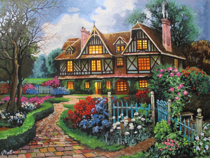 ANATOLY METLAN COUNTRY COTTAGE Hand Signed Limited Edition Serigraph