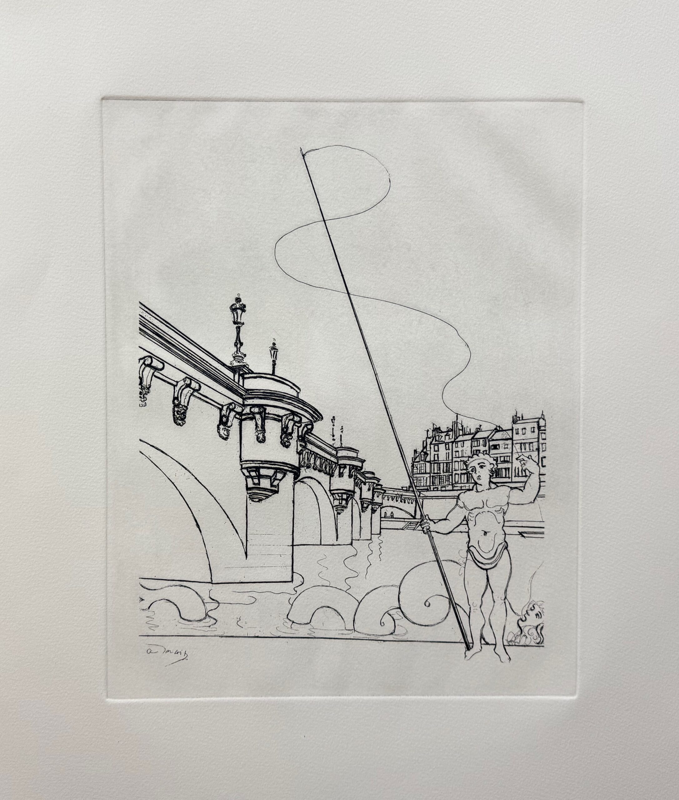 Andre Derain LE PONT NEUF Restrike Etching Signed in the Plate