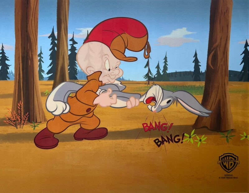 Warner Bros BUGS BUNNY & ELMER FUDD Sericel Animation Art Cel