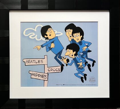 THE BEATLES IN AIR Framed Animation Art Cartoon Sericel Cel