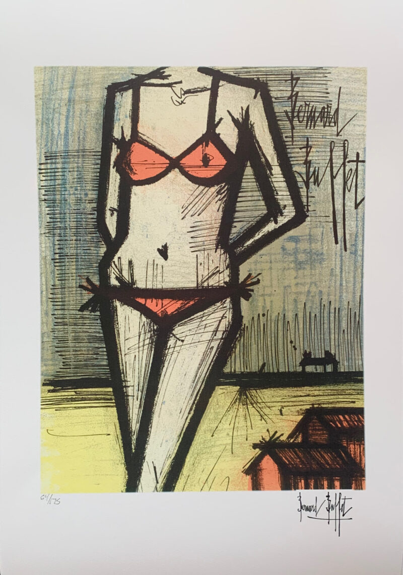 Bernard Buffet ON THE BEACH Facsimile Signed Limited Edition Giclee