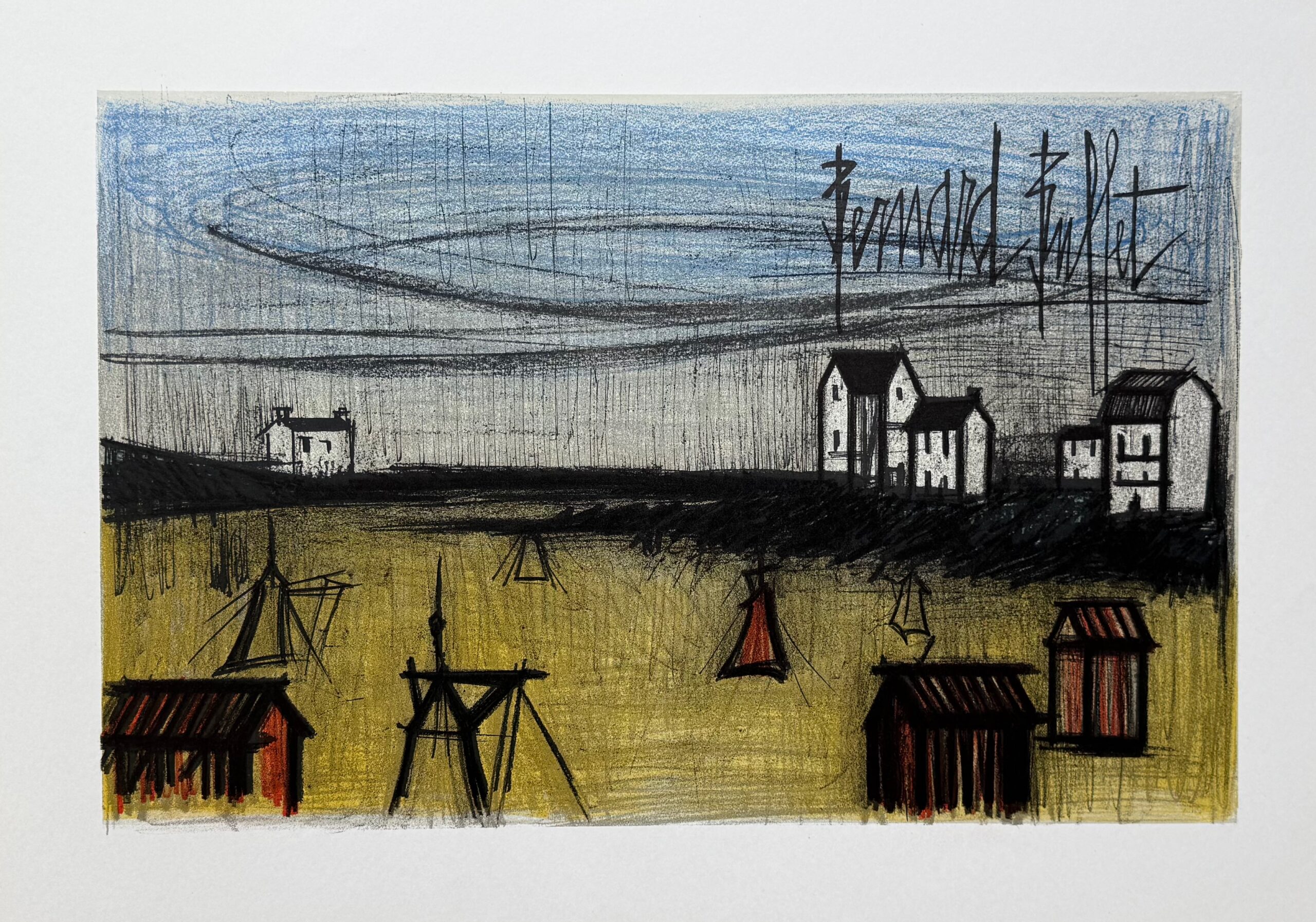 Bernard Buffet Original Lithograph A SMALL BEACH or LA PETITE PLAGE Plate Signed