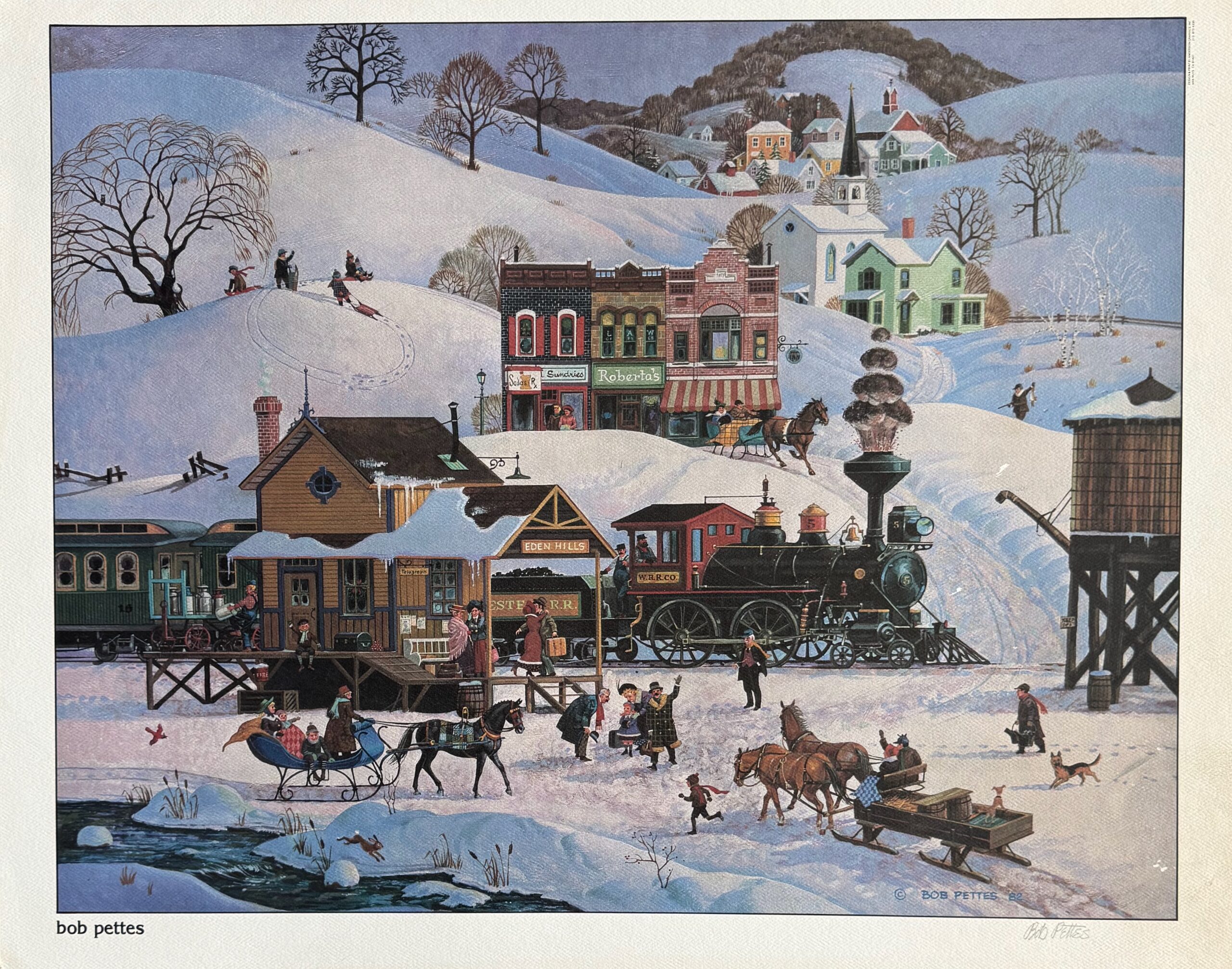 Bob Pettes HOME FOR CHRISTMAS Hand Signed 1982 Lithograph
