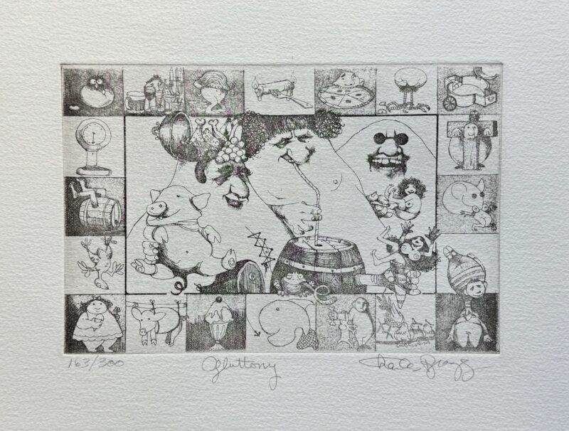 Charles Bragg GLUTTONY Hand Signed Limited Edition Etching