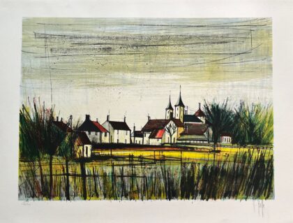 V. BEFFA Hand Signed Original Lithograph FRENCH VILLAGE Bernard Buffet