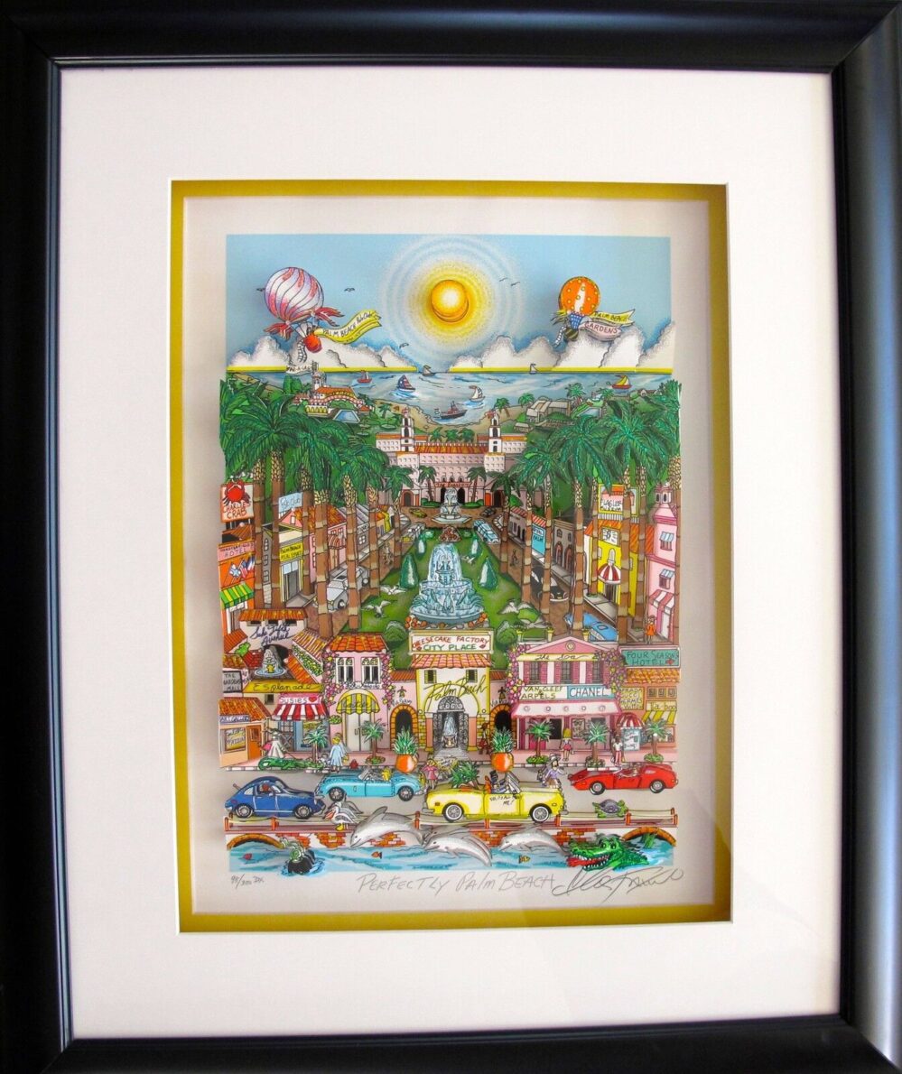 CHARLES FAZZINO PERFECTLY PALM BEACH Framed Hand Signed 3-D Serigraph