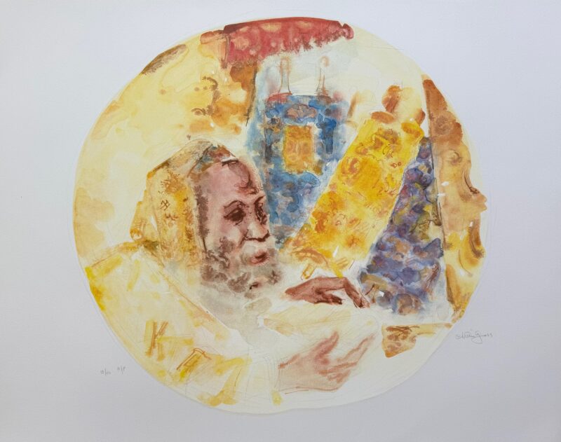 Chaim Gross RABBI AND THE TORAH Hand Signed Limited Edition Lithograph