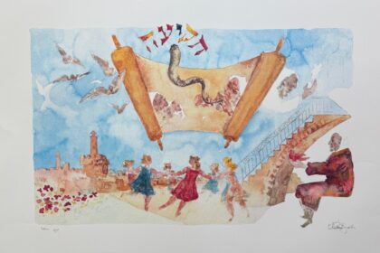 Chaim Gross SIMCHAT TORAH Hand Signed Limited Edition Lithograph