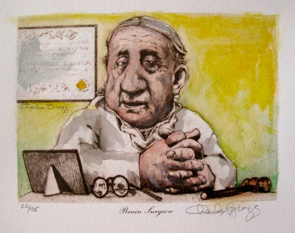 Charles Bragg BRAIN SURGEON Hand Signed Color Lithograph