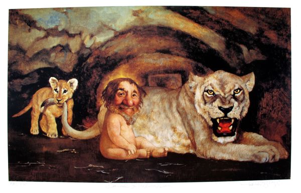 Charles Bragg DANIEL IN THE LIONS DEN Hand Signed Limited Edition Lithograph
