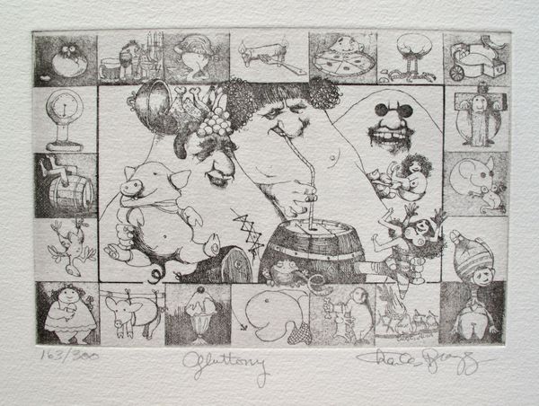 Charles Bragg GLUTTONY Hand Signed Limited Edition Etching
