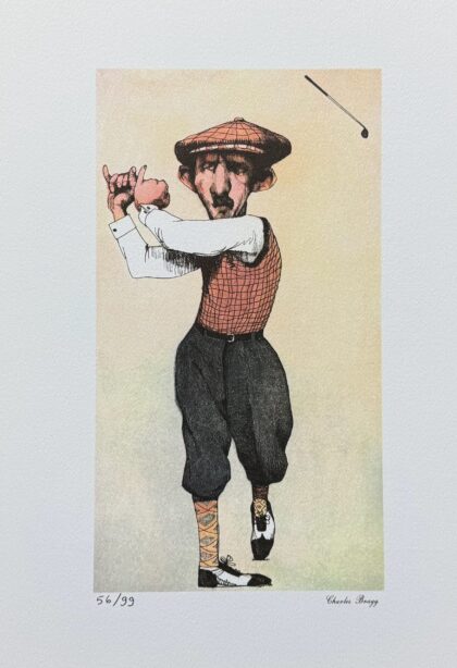 Charles Bragg GOLFER Facsimile Signed Lithograph