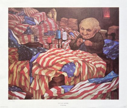 harles Bragg THE FLAG FACTORY Facsimile Signed 1970 Color Lithograph