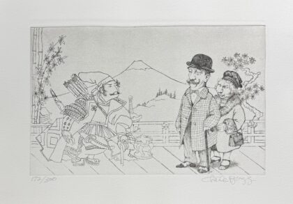Charles Bragg TOURIST WITH SAMURAI Hand Signed Limited Edition Etching