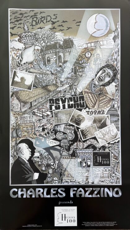 Charles Fazzino HITCHCOCK FILMS Poster Psycho The Birds Topaz Frenzy Marnie