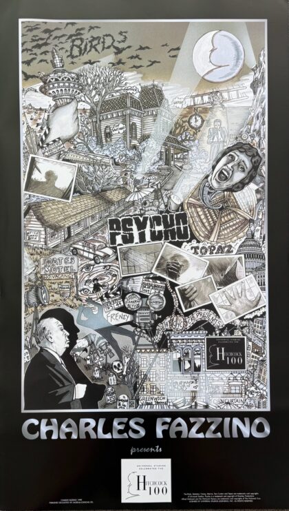 Charles Fazzino HITCHCOCK FILMS Poster Psycho The Birds Topaz Frenzy Marnie