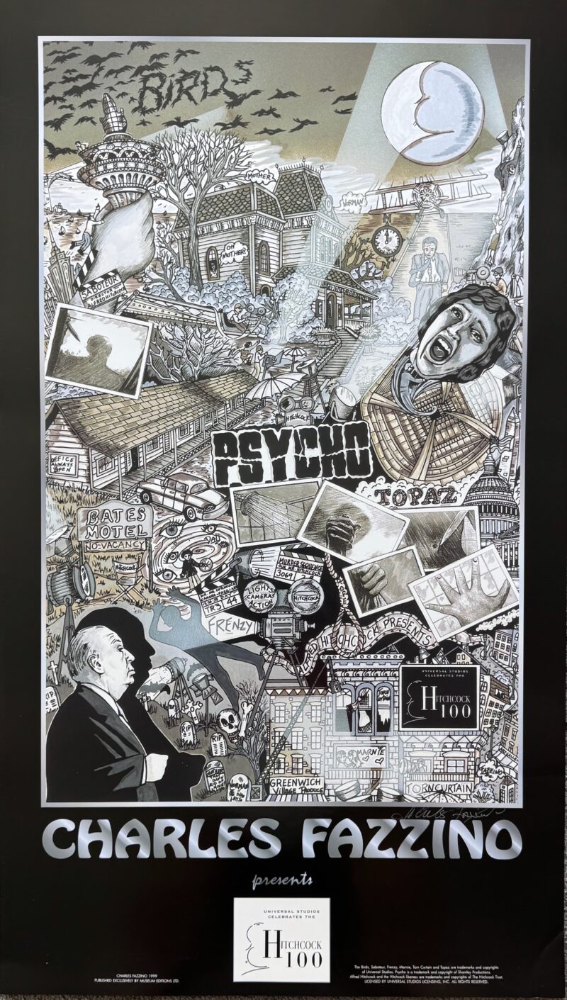 Charles Fazzino HITCHCOCK MOVIES Hand Signed Poster