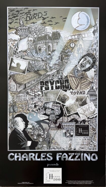 Charles Fazzino HITCHCOCK MOVIES Hand Signed Poster