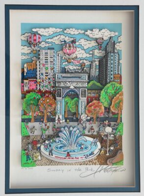 Charles Fazzino SUNDAY IN THE PARK Hand Signed Framed 3-D Serigraph Central Park NYC