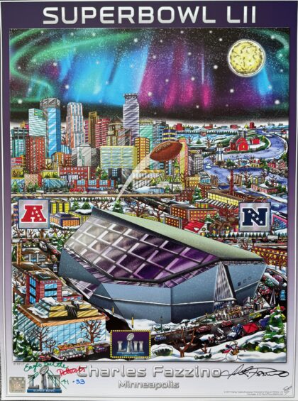 Charles Fazzino SUPERBOWL LII Hand Signed Poster