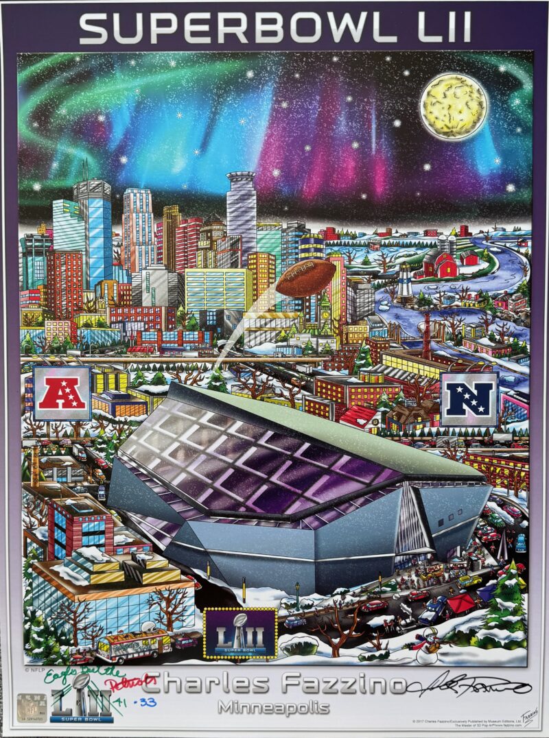 Charles Fazzino SUPERBOWL LII Hand Signed Poster