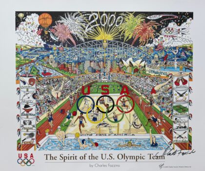 Charles Fazzino USA OLYMPICS Hand Signed Poster Spirit of the U.S. Olympic Team
