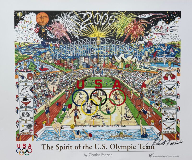 Charles Fazzino USA OLYMPICS Hand Signed Poster Spirit of the U.S. Olympic Team