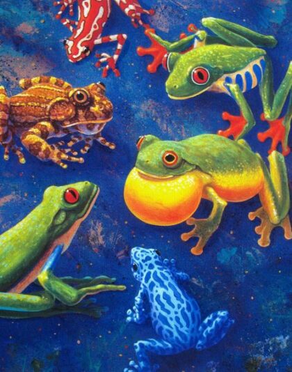 Charles Lynn Bragg 6 FROGS Hand Signed Limited Edition Giclee