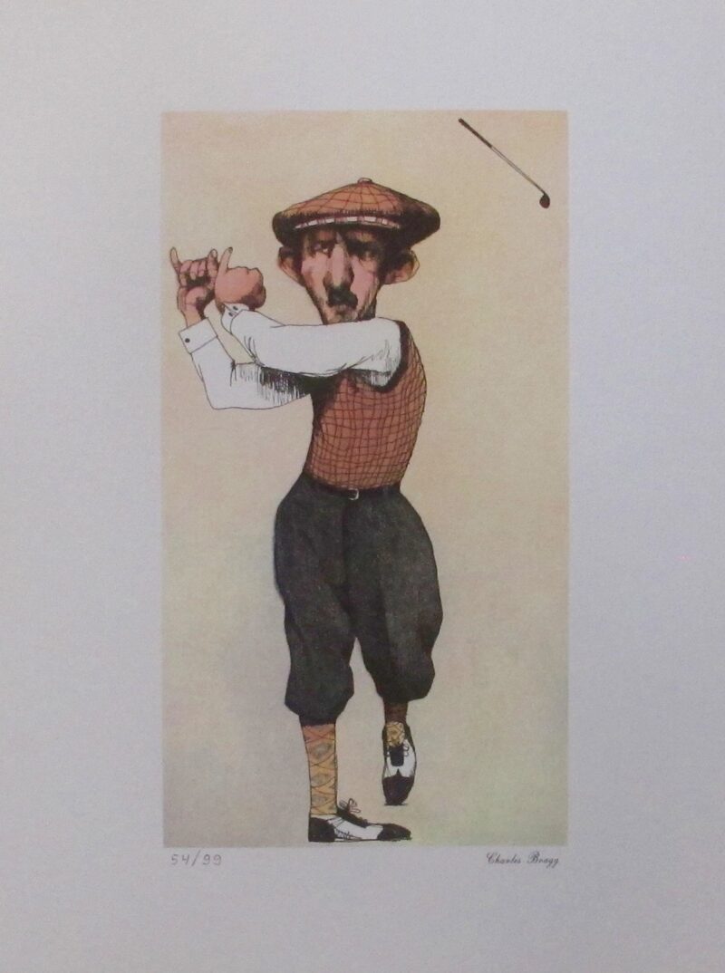 Charles Bragg GOLFER Facsimile Signed Color Lithograph