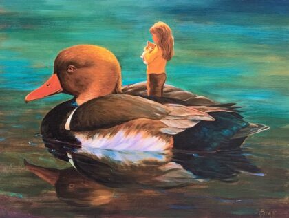 Chick Charles Lynn Bragg FLOATING DUCK Hand Signed Giclee on Canvas