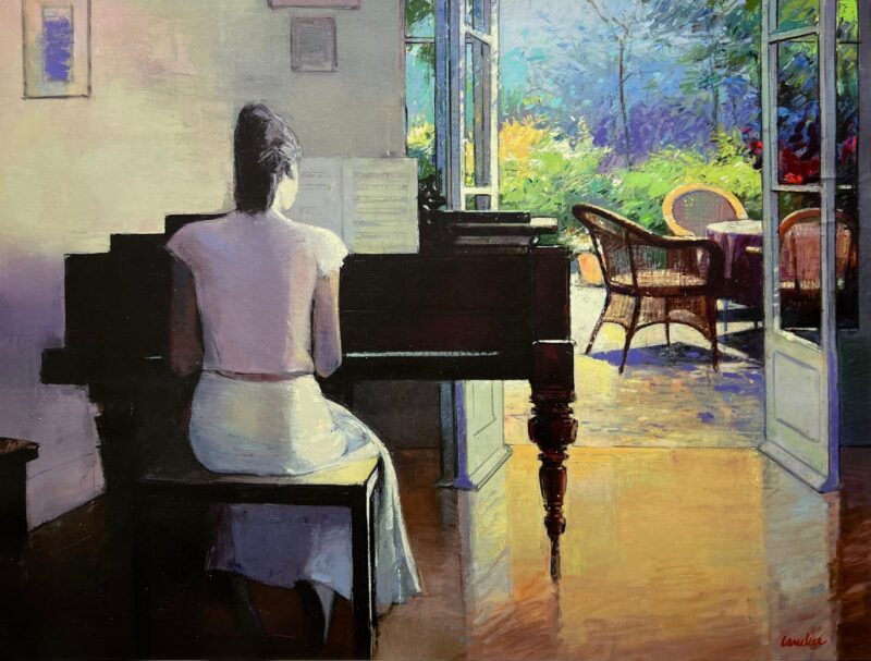 Christian Landier PIANO ROOM Hand Signed Limited Edition Giclee on Canvas