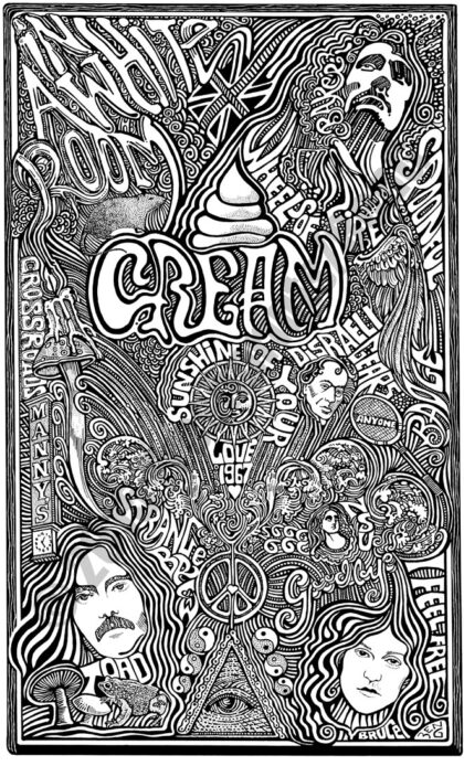 CREAM BAND Psychedelic Hand Signed Posterography Letterpress ART