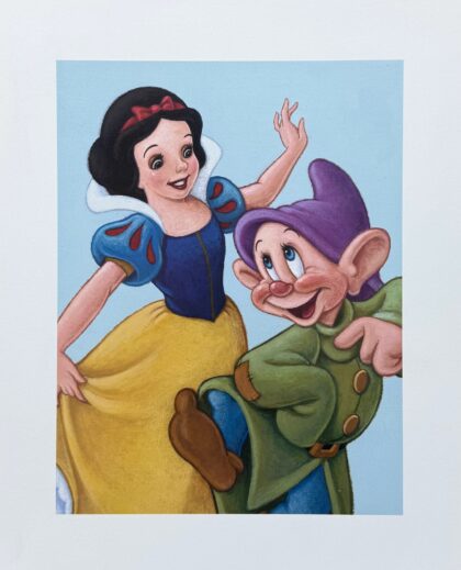 DISNEY SNOW WHITE and DOPEY Lithograph Animation Art 11 x 14 SEVEN DWARFS