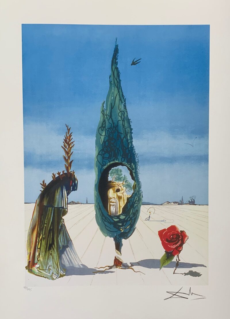 Salvador Dali ENIGMA OF THE ROSE Facsimile Signed & Numbered Large Giclee