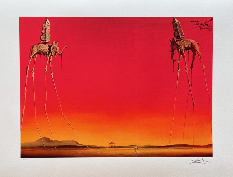 Salvador Dali LES ELEPHANTS Facsimile Signed Numbered Giclee 24" x 17"