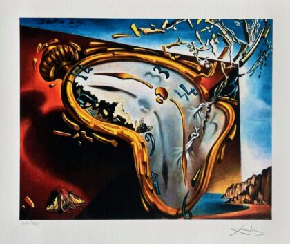 Salvador Dali SOFT WATCH EXPLOSION Facsimile Signed Numbered Giclee 12" x 16"