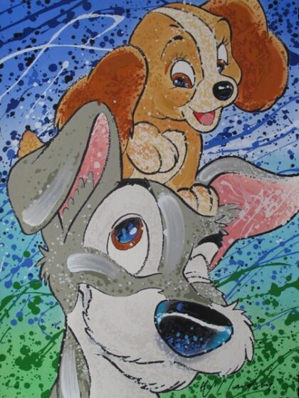 David Willardson LADY & THE TRAMP HAIR OF THE DOG Hand Signed Limited Edition Serigraph