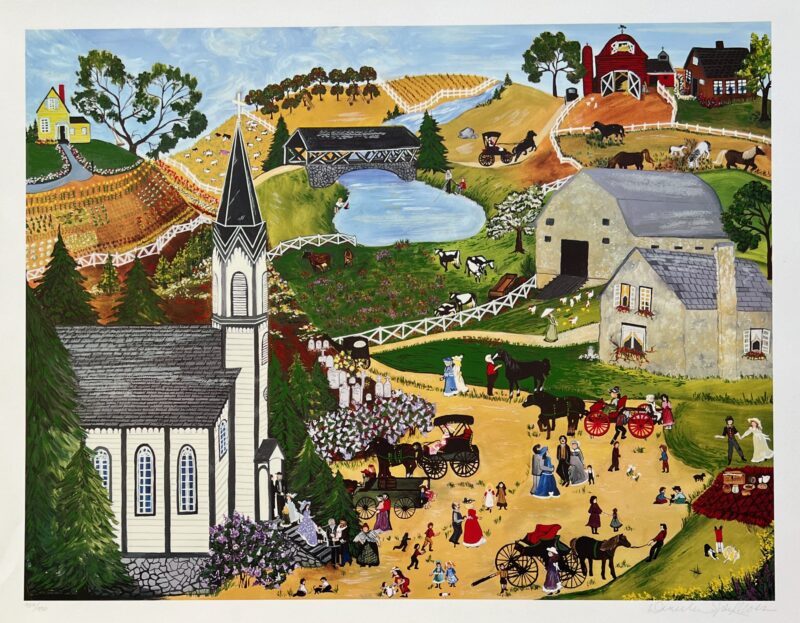 Deneille Spohn Moes SUNDAY MASS Hand Signed Limited Edition Serigraph CHURCH