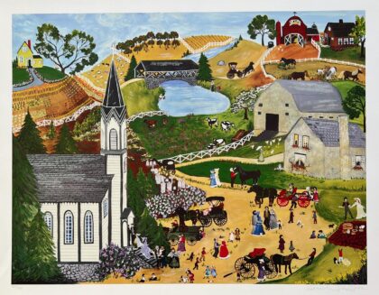 Deneille Spohn Moes SUNDAY MASS Hand Signed Limited Edition Serigraph CHURCH