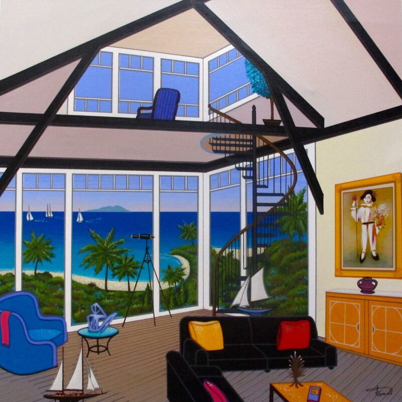 FANCH LEDAN "DUPLEX OVER STINSON" Hand Signed Serigraph on Canvas