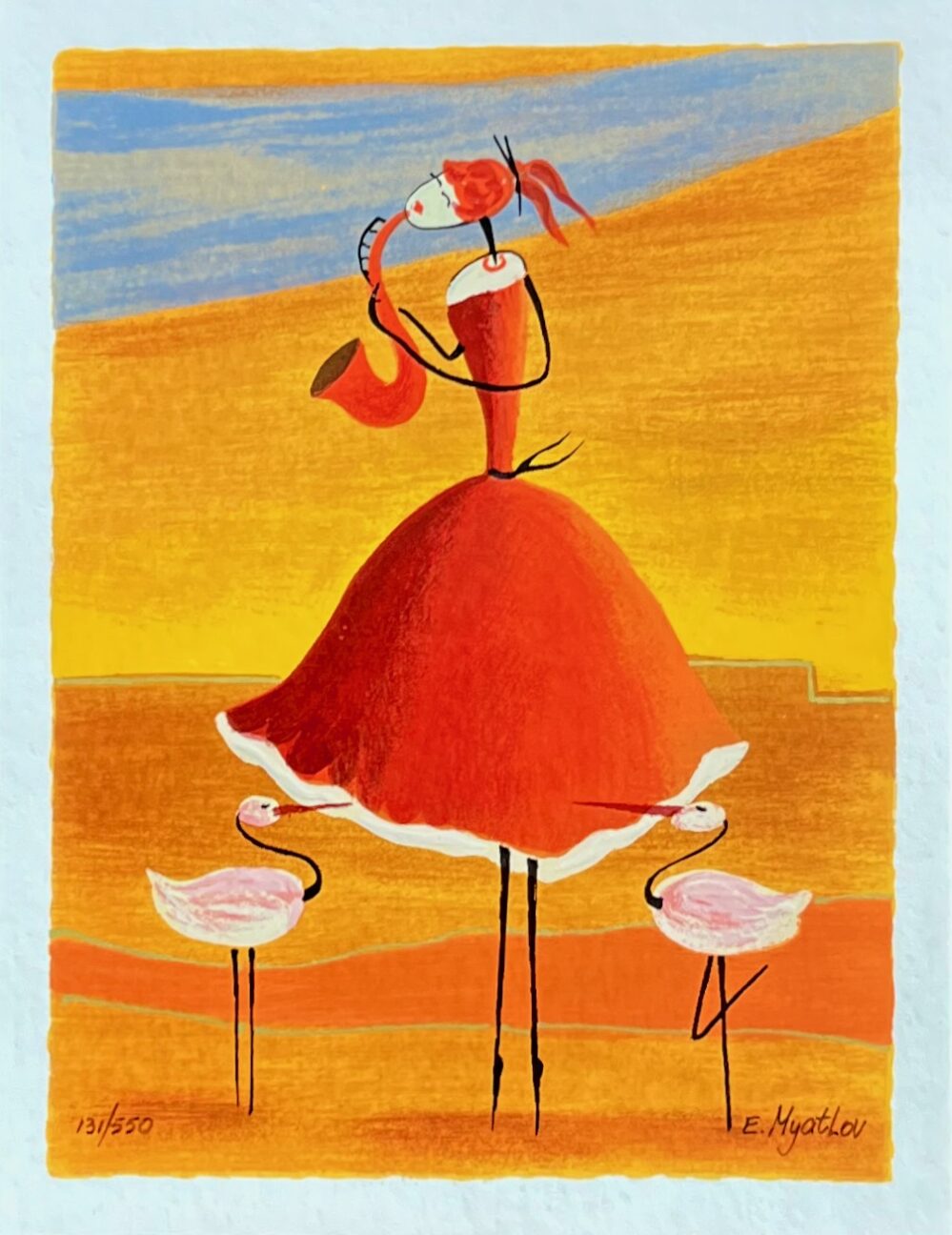 Esther Myatlov SAXOPHONE GIRL Hand Signed Limited Edition Serigraph